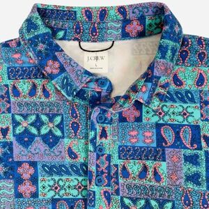 J Crew Performance Polo Shirt Mens L Coolmax Oarsman Multicolor Short‎ Sleeve